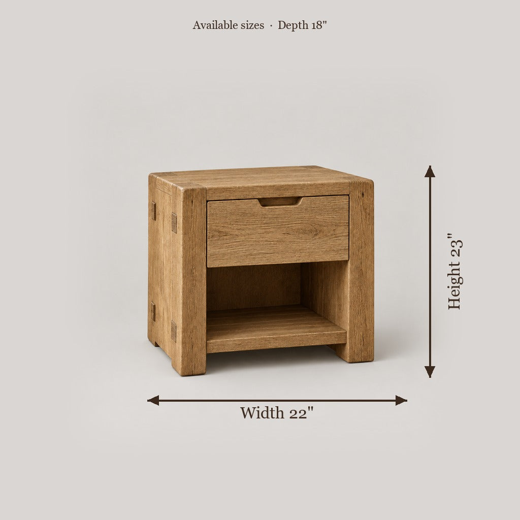 Basalt Block Nightstand size chart