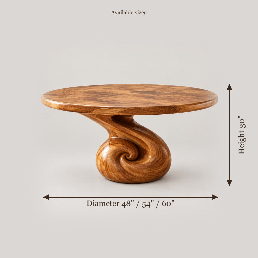 Haven Nautilus Round Dining Table size chart
