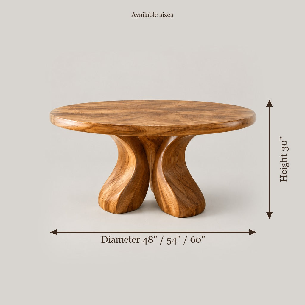 Haven Petal Round Dining Table size chart