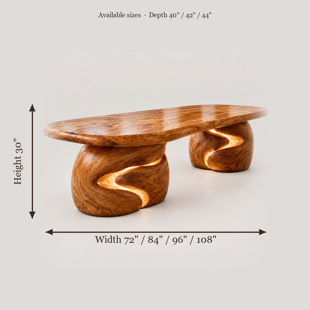 Haven Canyon Block Dining Table size chart