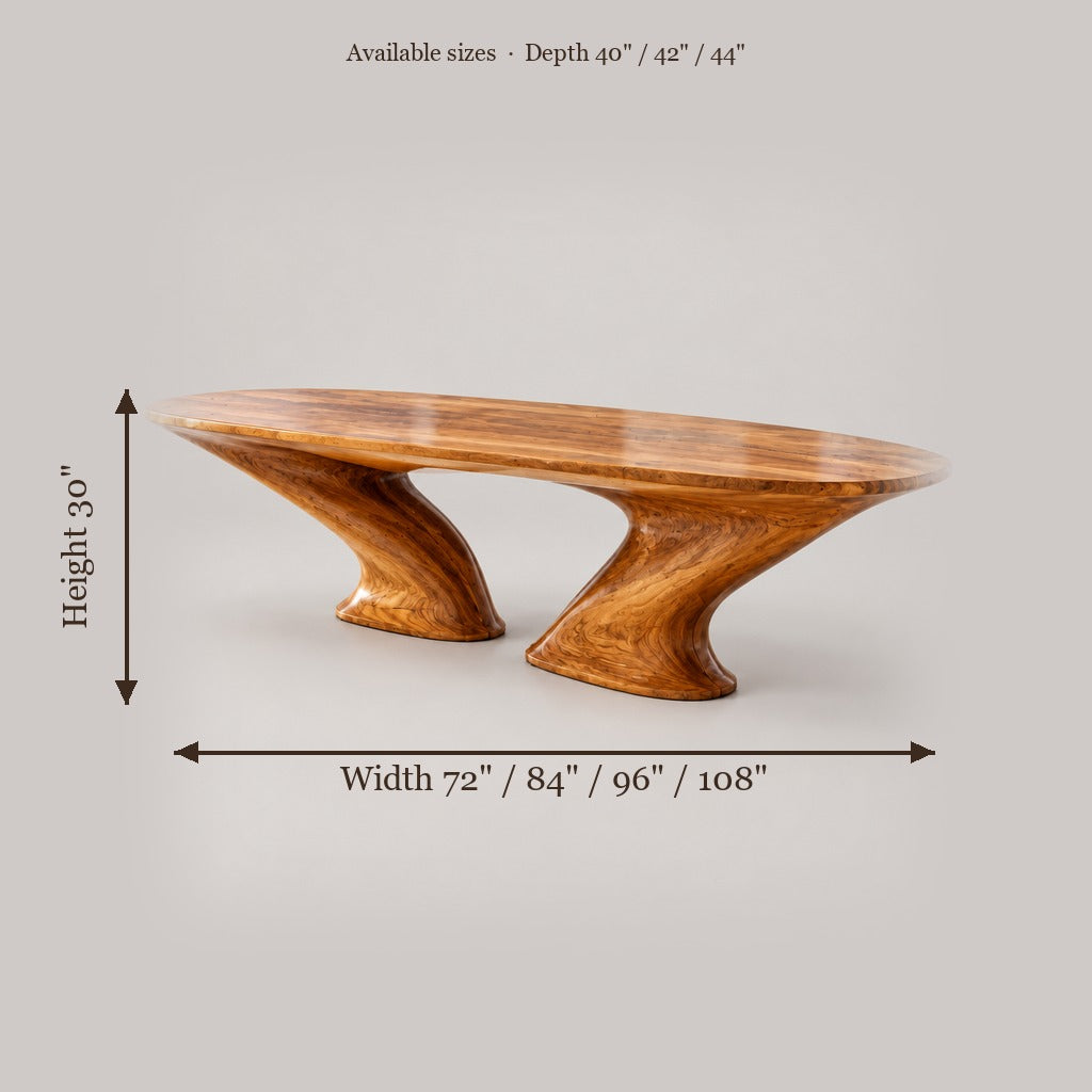 Haven Swallowtail Dining Table size chart