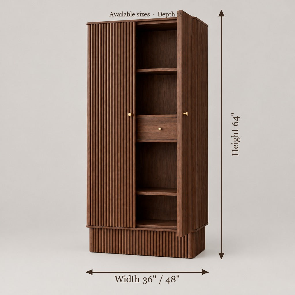 Arden Fluted Bar Cabinet size chart