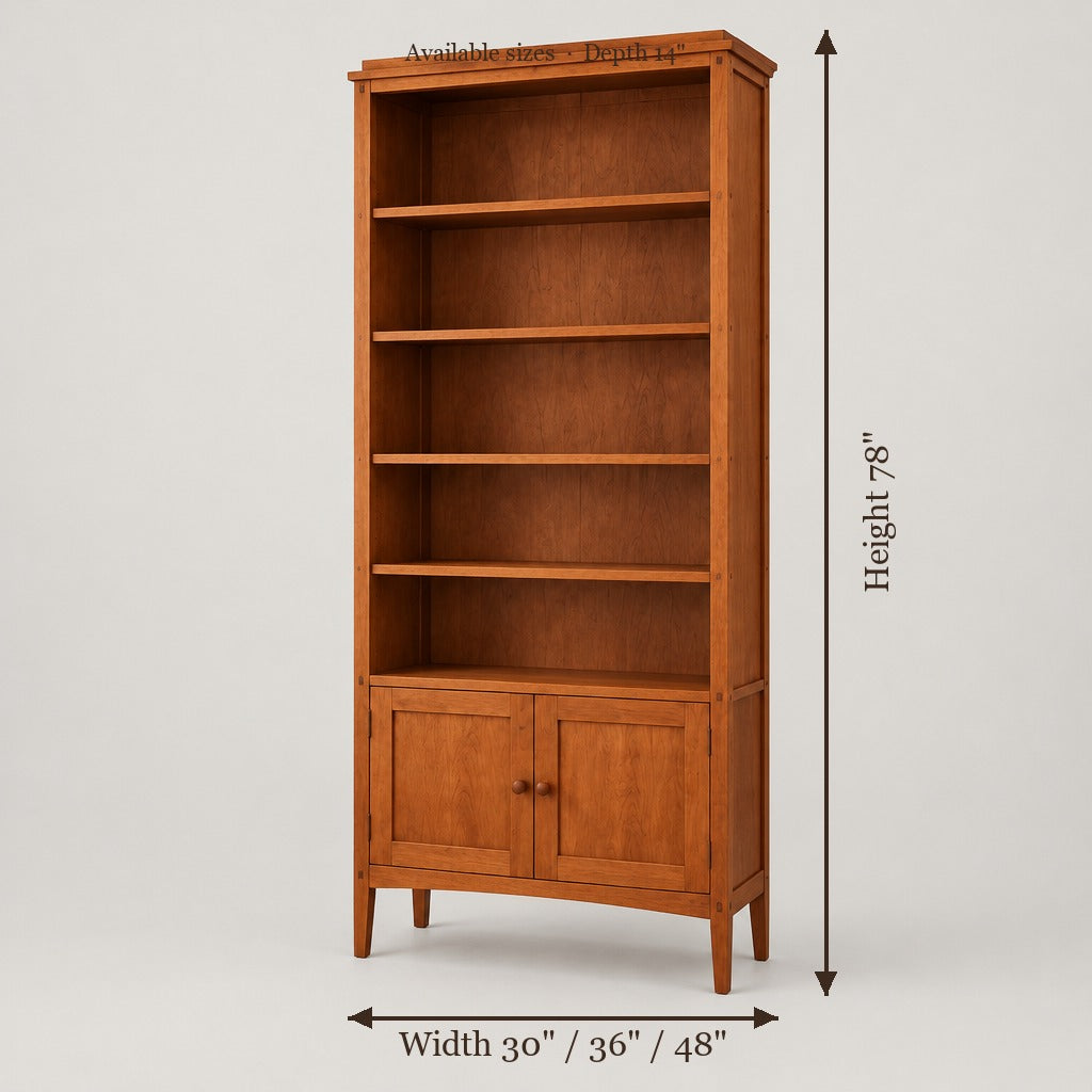 Linden Shaker Bookcase size chart
