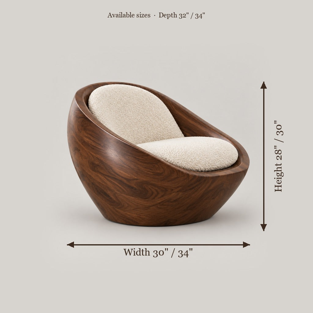 Atelier Shell Lounge Chair size chart