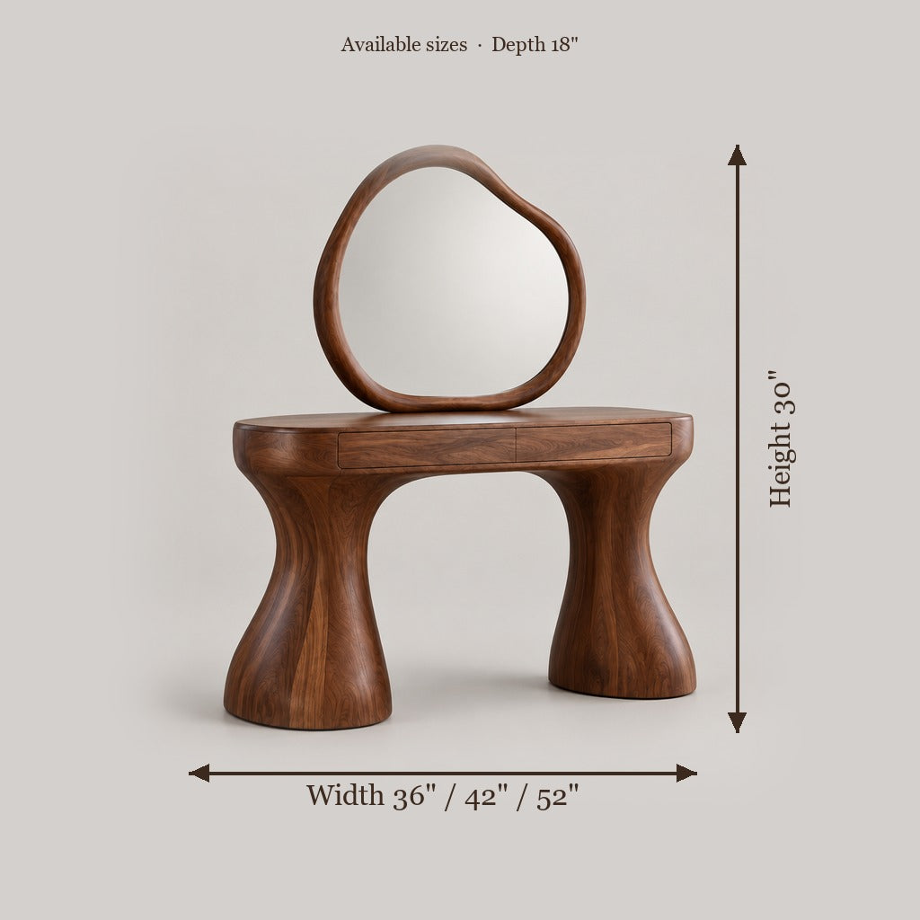 Atelier Organic Dressing Table with Mirror size chart