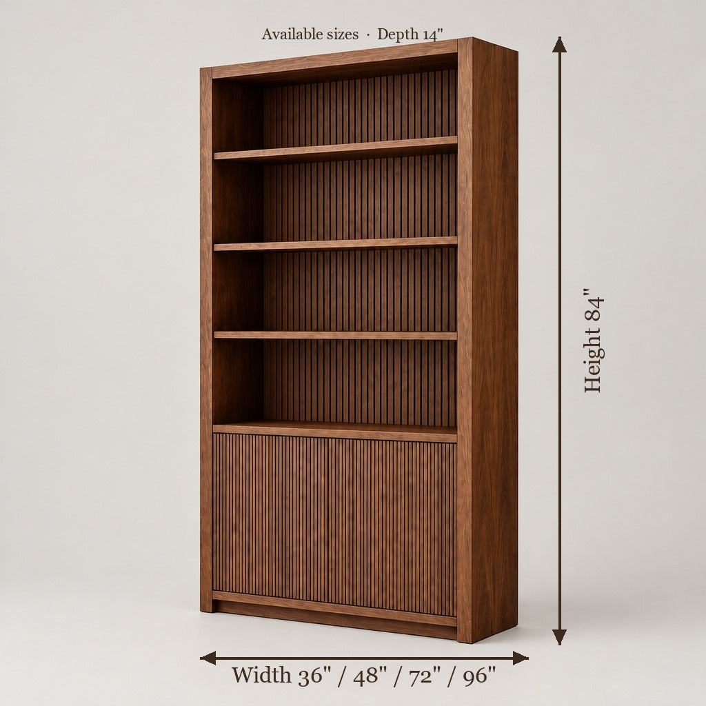 Halden Slatted Wall Bookcase size chart