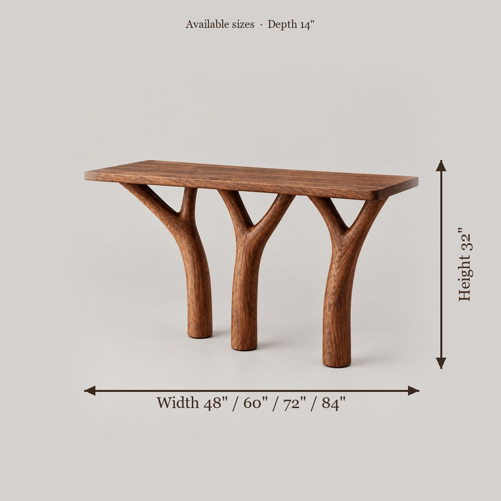 Rowan Branch Console Table size chart
