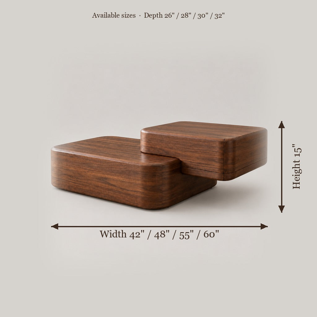 Mesa Split-Block Coffee Table size chart