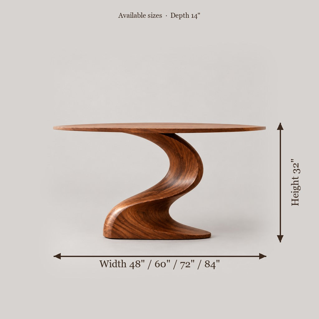 Mojave S-Curve Console Table size chart