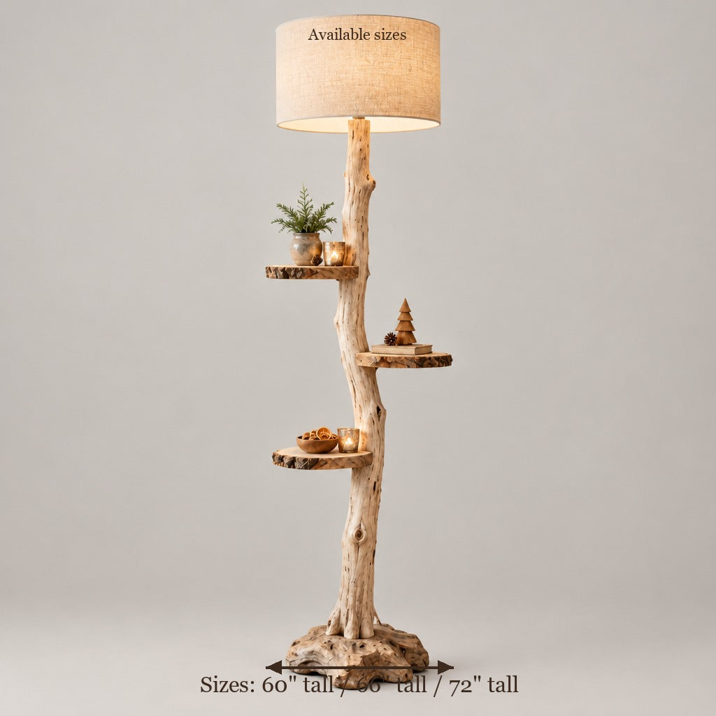 Tidewood Branch Floor Lamp with Shelves size chart