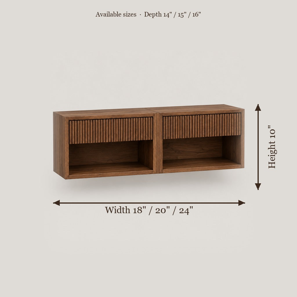 Halden Fluted Nightstands, Set of 2 size chart