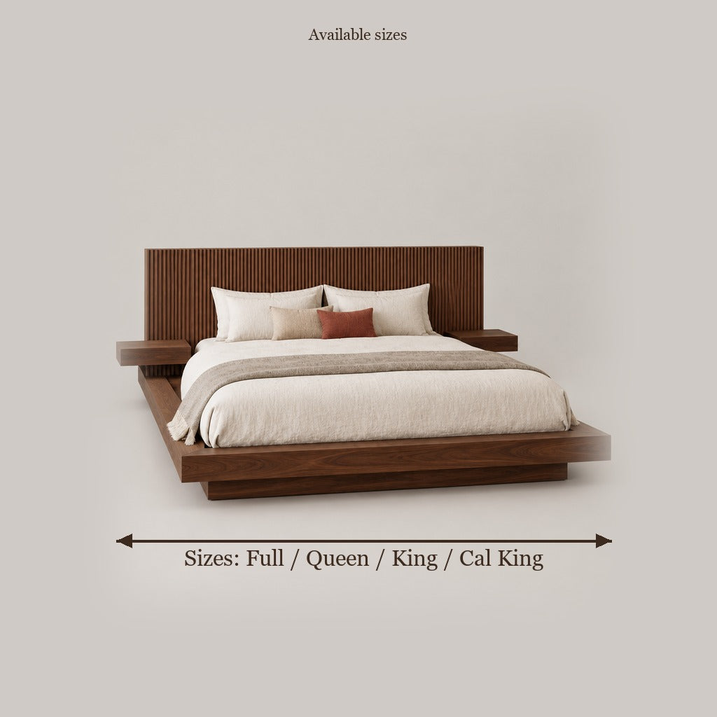 Halden Platform Bed with Fluted Headboard size chart