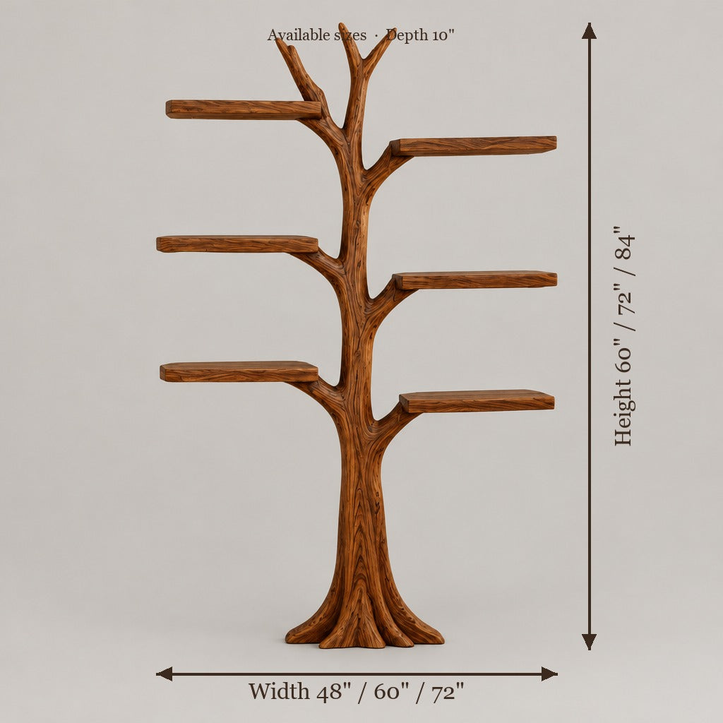 Rowan Wall Tree Bookshelf with Light size chart