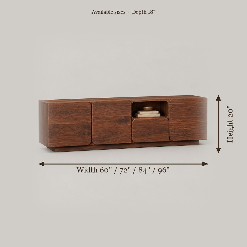 Mesa Block Media Console size chart