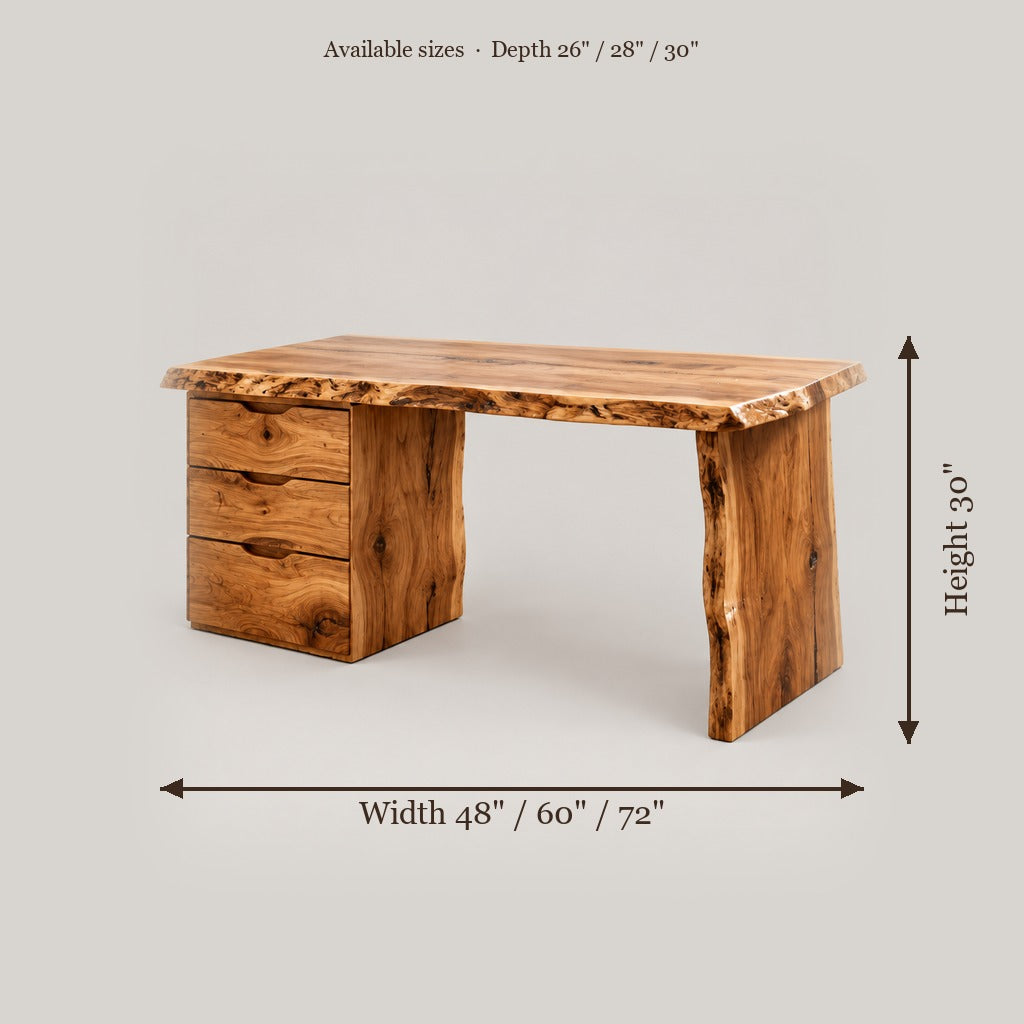 Riverbend Live-Edge Executive Desk size chart
