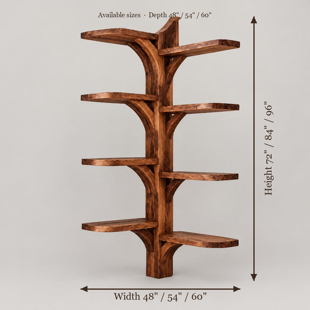 Rowan Corner Tree Bookshelf size chart