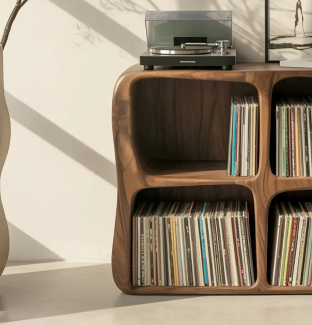 Solid Wood Vinyl Record Storage Cabinet