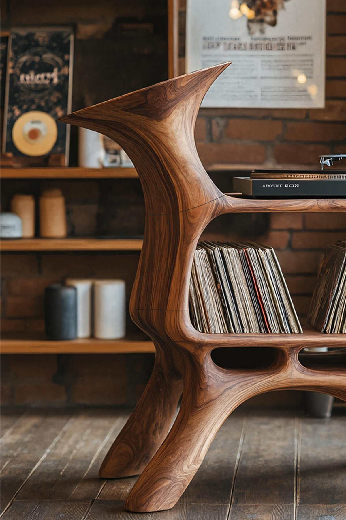 Handcrafted Vinyl Storage Unit For Livingroom Style