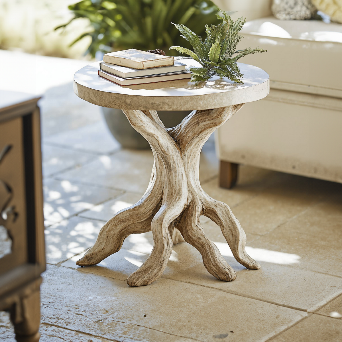 Unstained Natural Live Edge Side Table for Sofa or Bedside