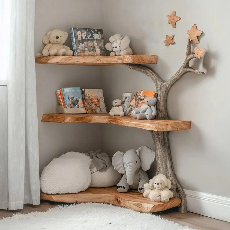 Kids Tree Bookshelf Solid Wood Room Decor Gift