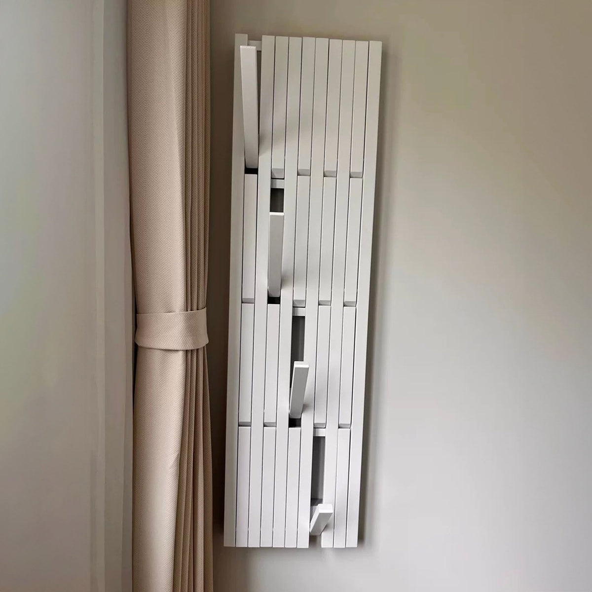 Grand Piano Curve Wood Wall Hook Rack for Coats, 3 to 5 Rows