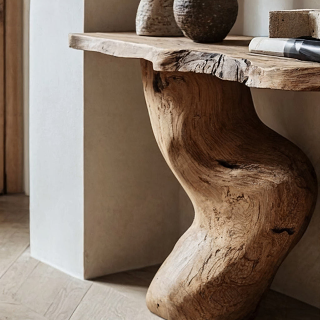 Simple Solid Wood Hall Table With Natural Grain, 40 To 71 Inch