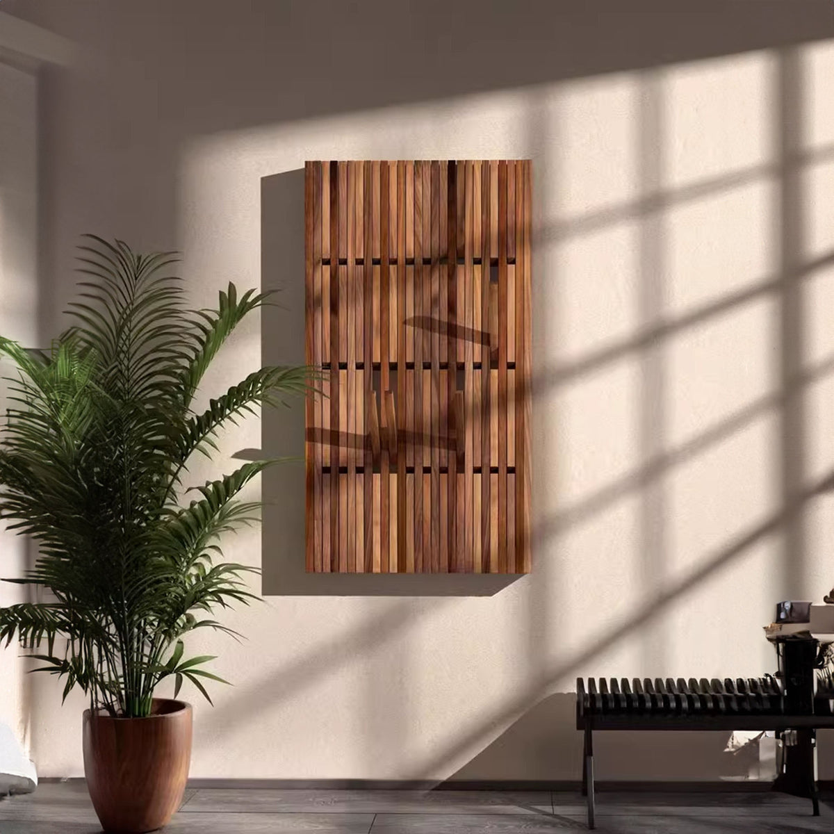 Piano Coat Rack, Wall Mount Oak and Walnut Coat Hooks for Hallway