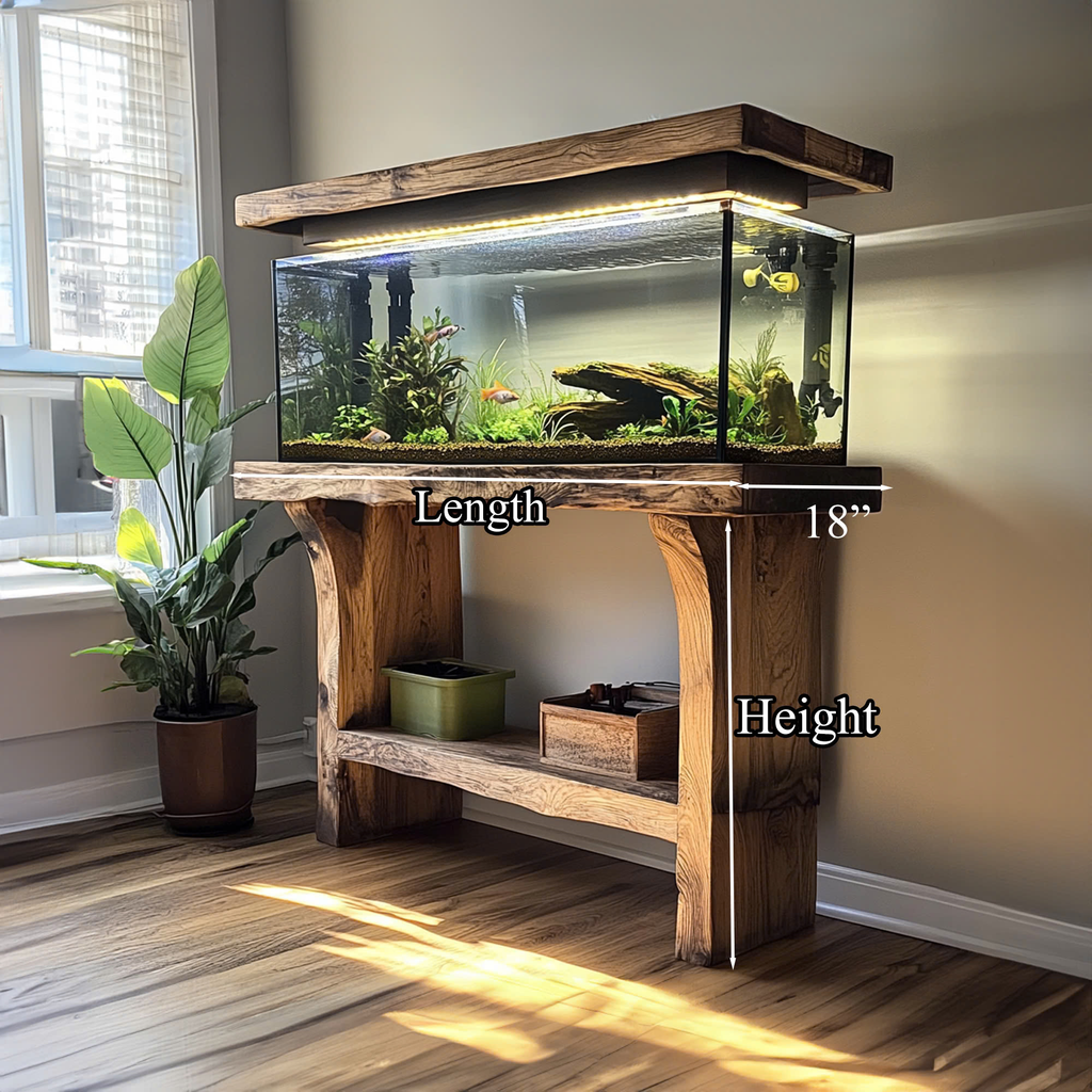 Solid Wood Aquarium Stand Shelf For Fish Tanks, 30 To 50 Inch