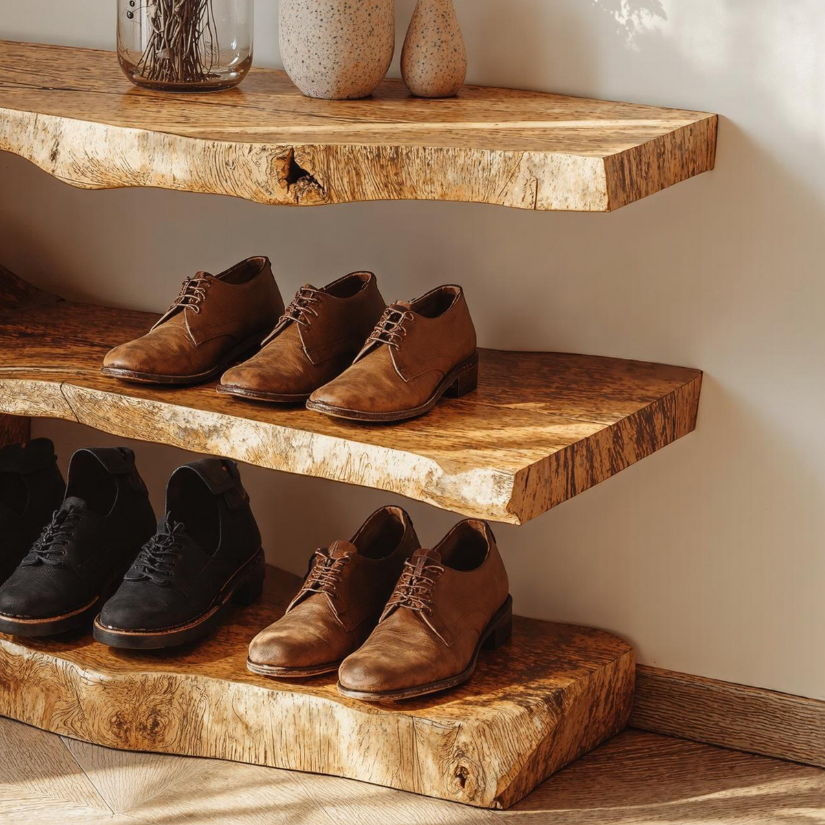 3-Tier Wooden Shoe Rack Bench For Organizing Shoes & Bags