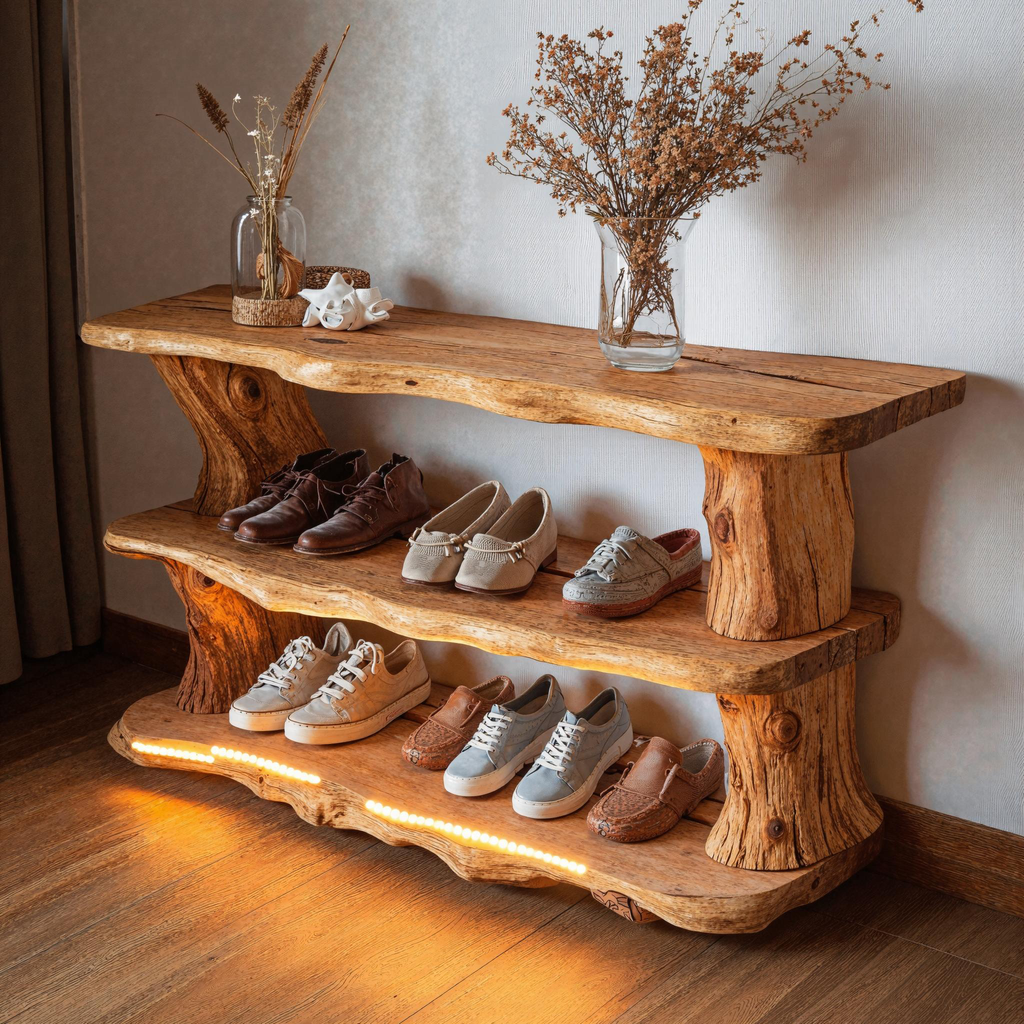 Handmade Wooden Shoe Storage Bench For Small Spaces