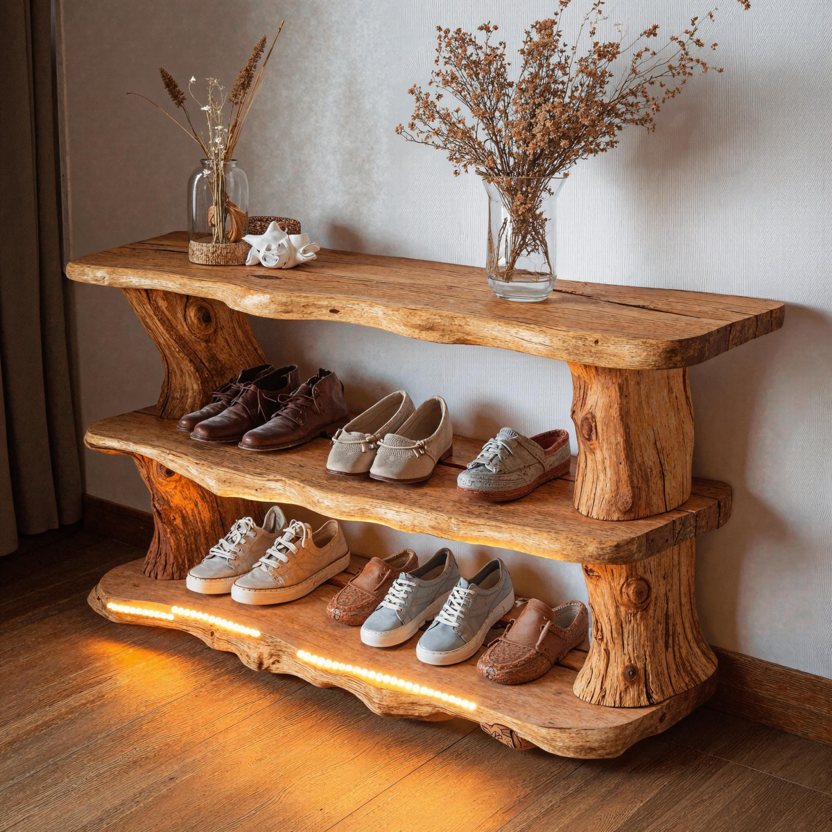 Handmade Wooden Shoe Storage Bench For Small Spaces