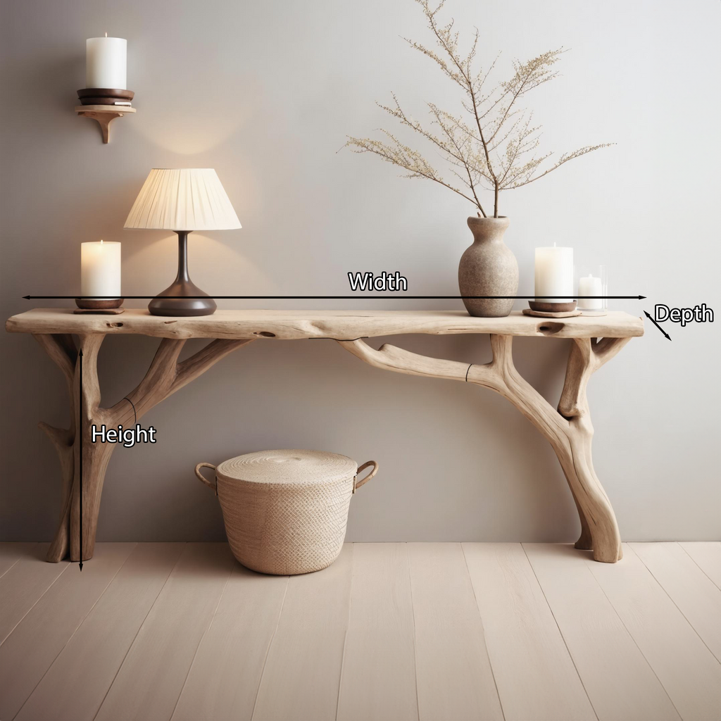 Hand-Carved Organic Wood Foyer Table, 40 To 71 Inch Wide