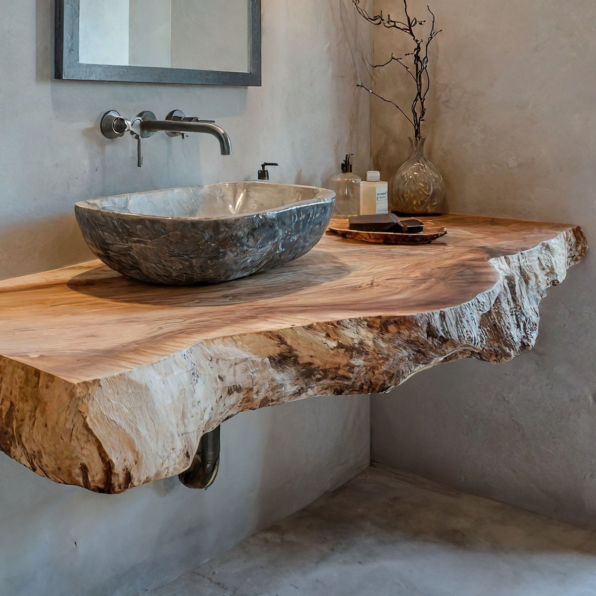 Bathroom Vanity Shelf, Traditional Thick Wood Sink Countertop