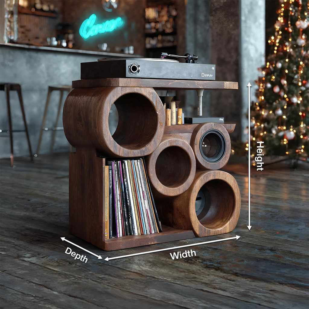 Farmhouse Solid Wood Record Stand, Handcrafted Vinyl Storage Organizer Rack, Music Lover Christmas Gift for Cozy Living Room