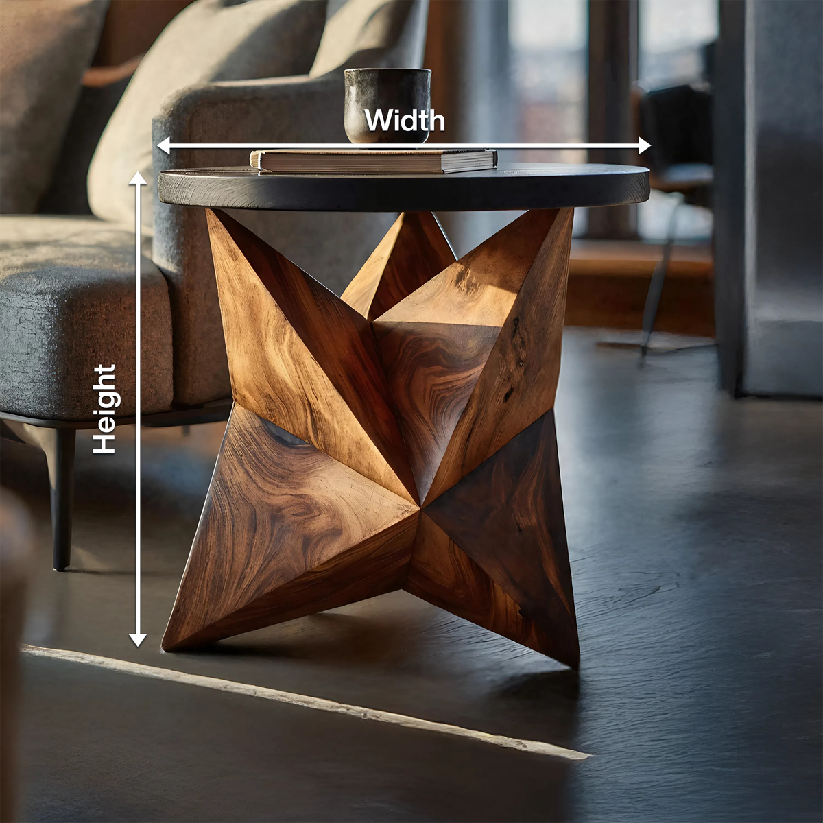Solid Wood Organic Side Table with Hand Polished Finish