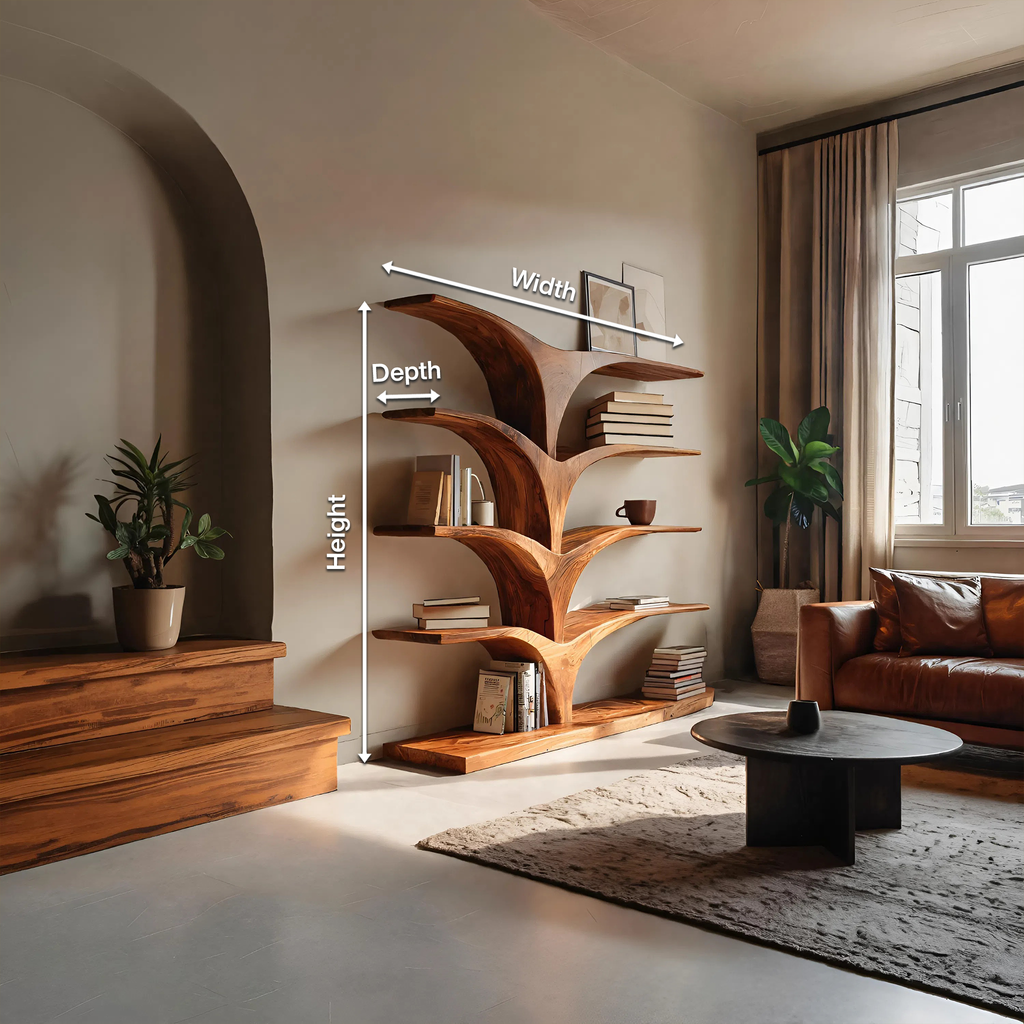 Curved Side Solid Wood Bookcase, 59 To 79 Inch Tall