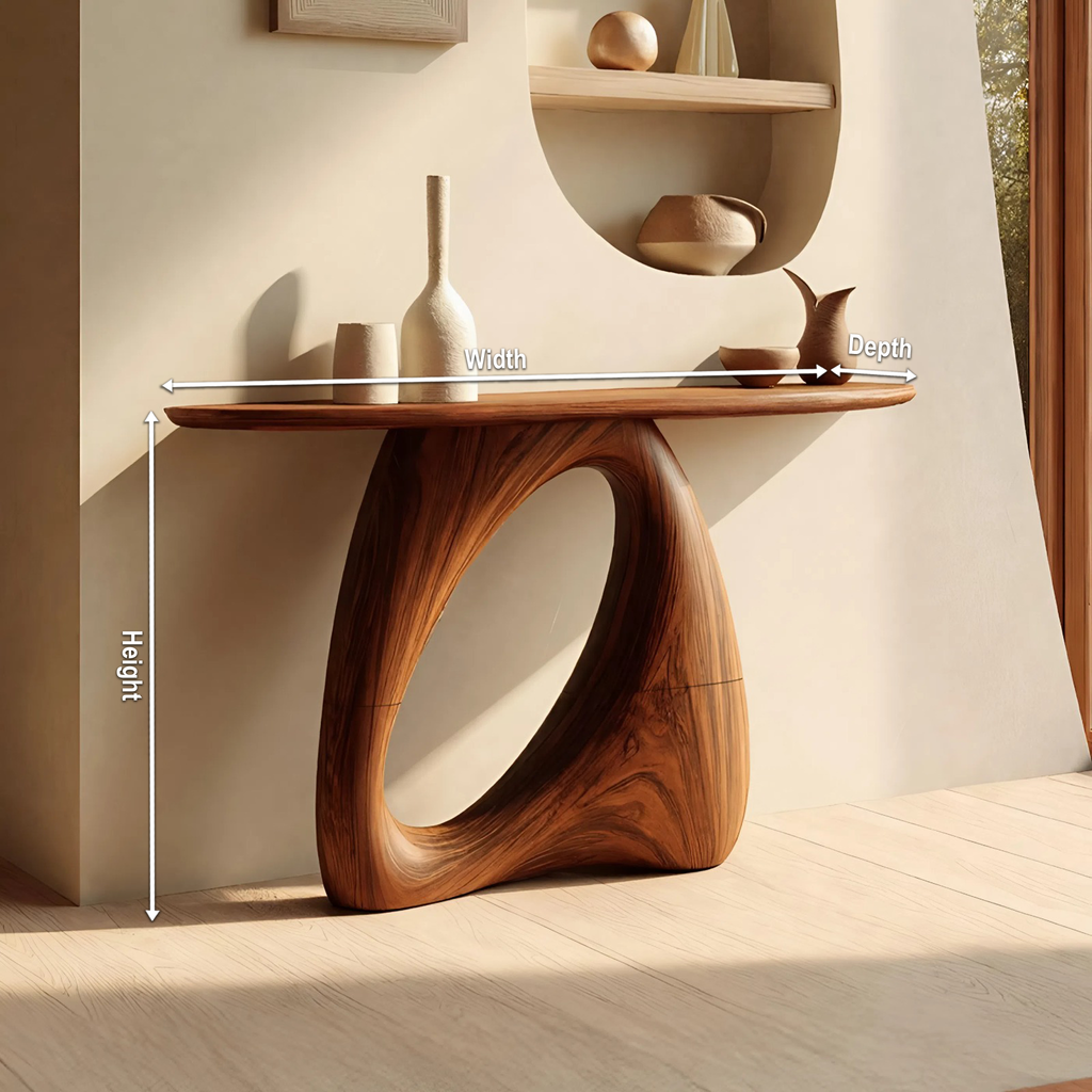 Mid Century Live Edge Wood Console Table