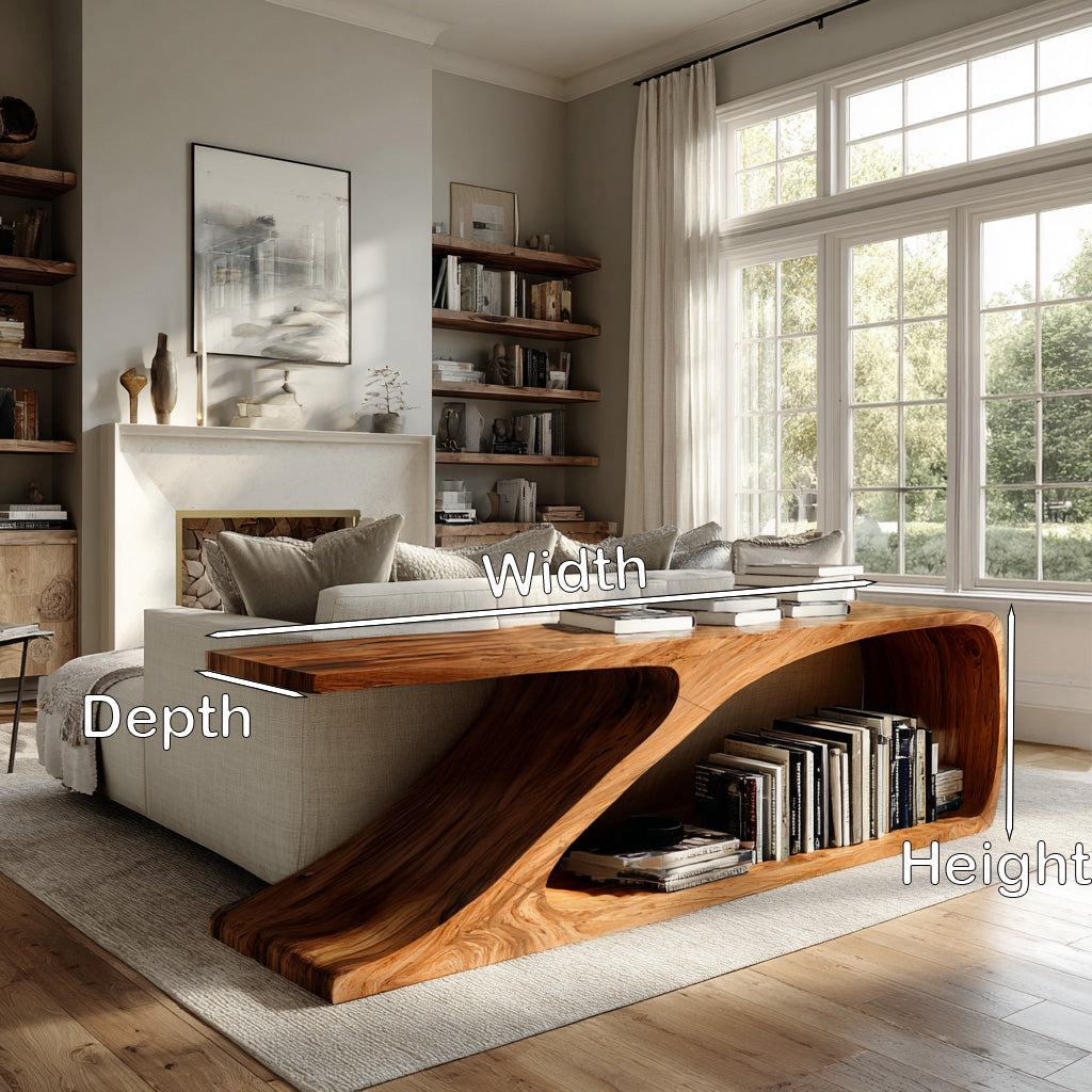 Seamless Curved Wood Sofa Table For Living Rooms, 40 To 86 Inch