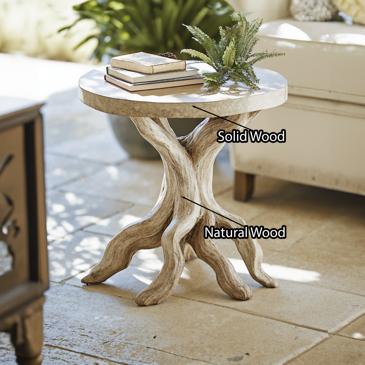Unstained Natural Live Edge Side Table for Sofa or Bedside