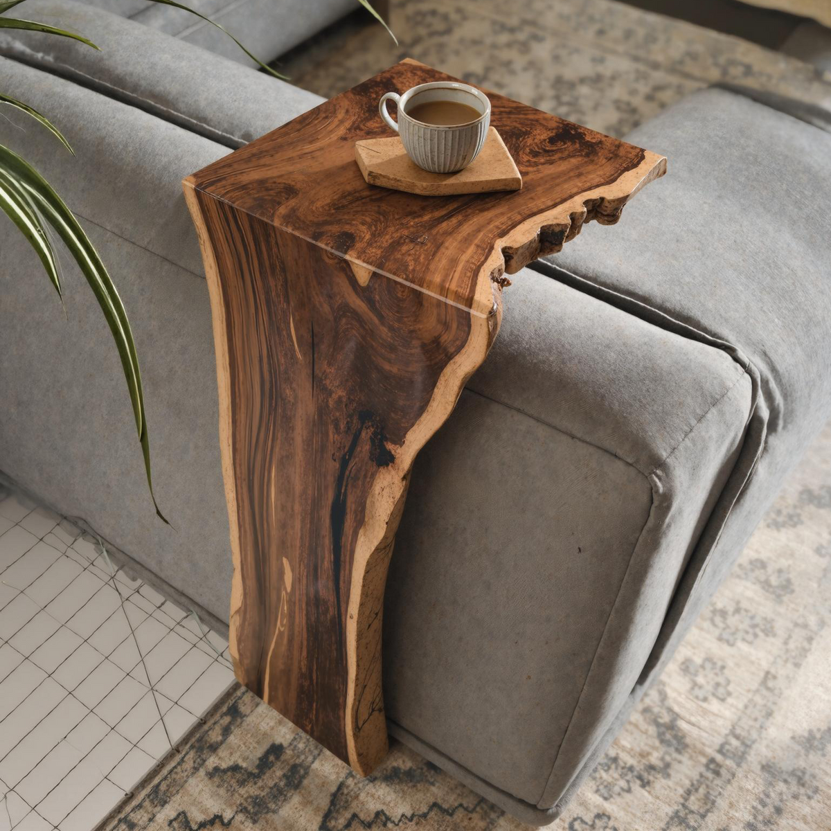 Farmhouse Sofa Armrest Table For Practical Storage And Style