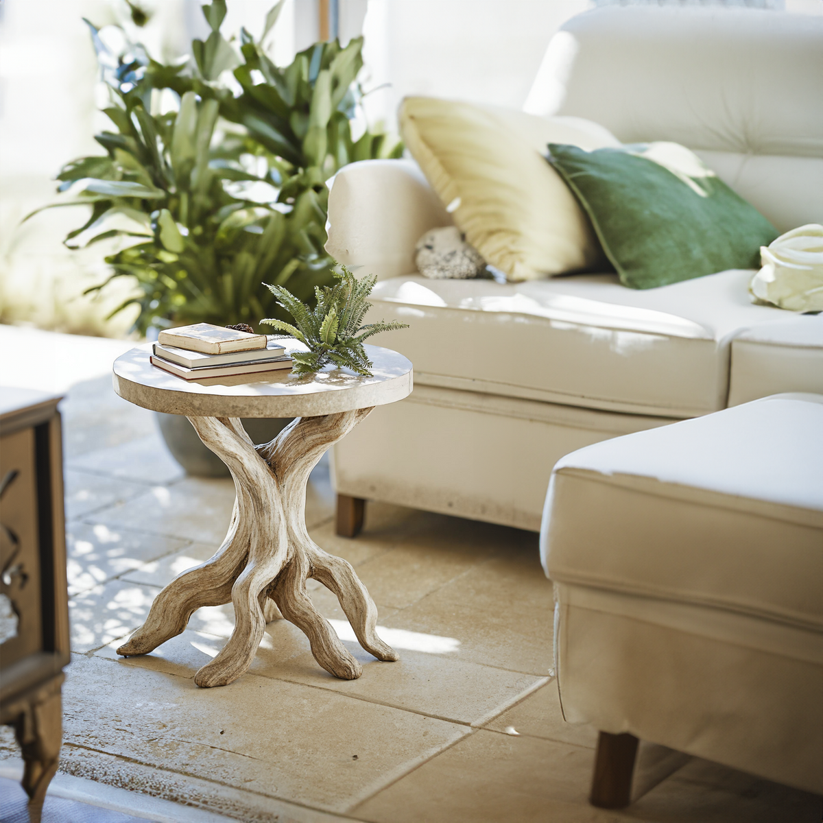 Farmhouse Live Edge End Table in Natural Solid Wood