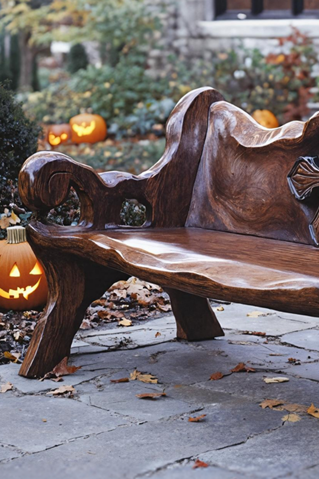 Handcrafted Live Edge Outdoor Bench For Rustic Outdoor Design