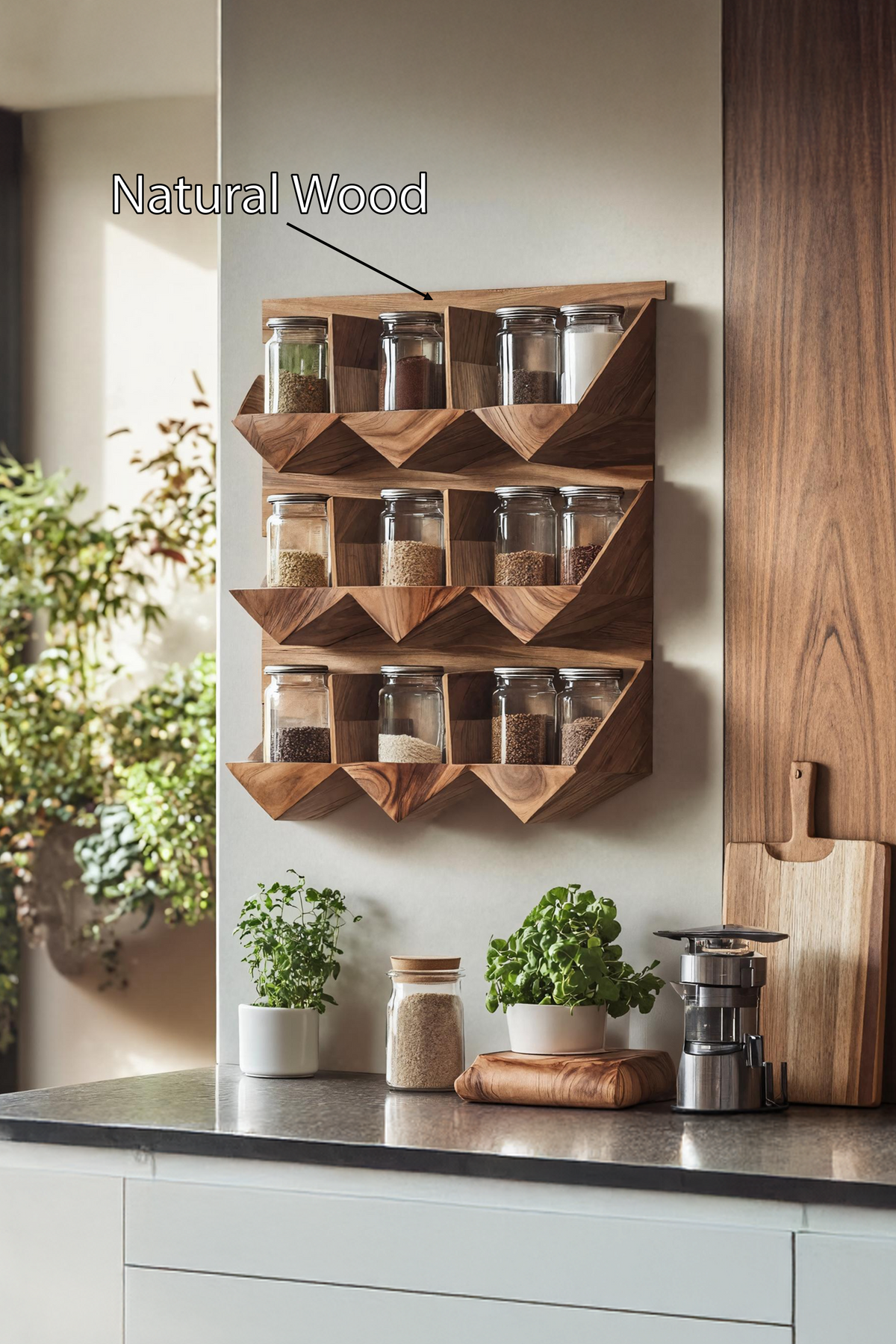 Handmade Spice Storage Rack For Mid Century Kitchen