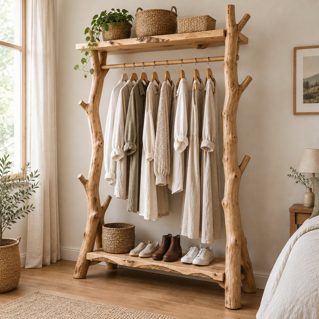Natural Branch Open Wardrobe and Clothing Rack