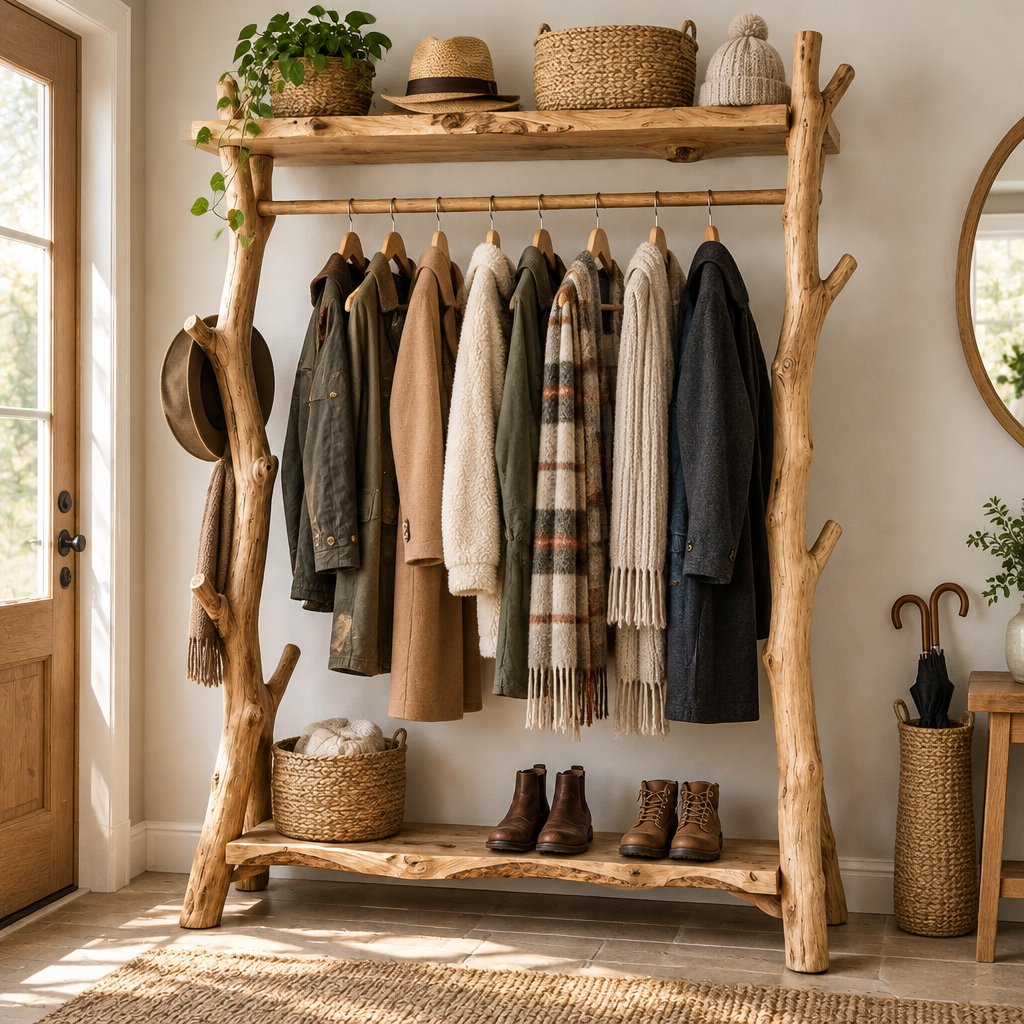 Natural Branch Open Wardrobe and Clothing Rack