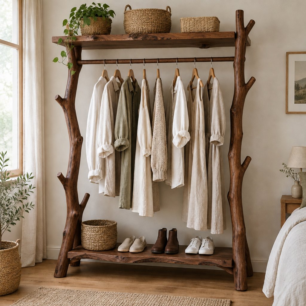 Natural Branch Open Wardrobe and Clothing Rack