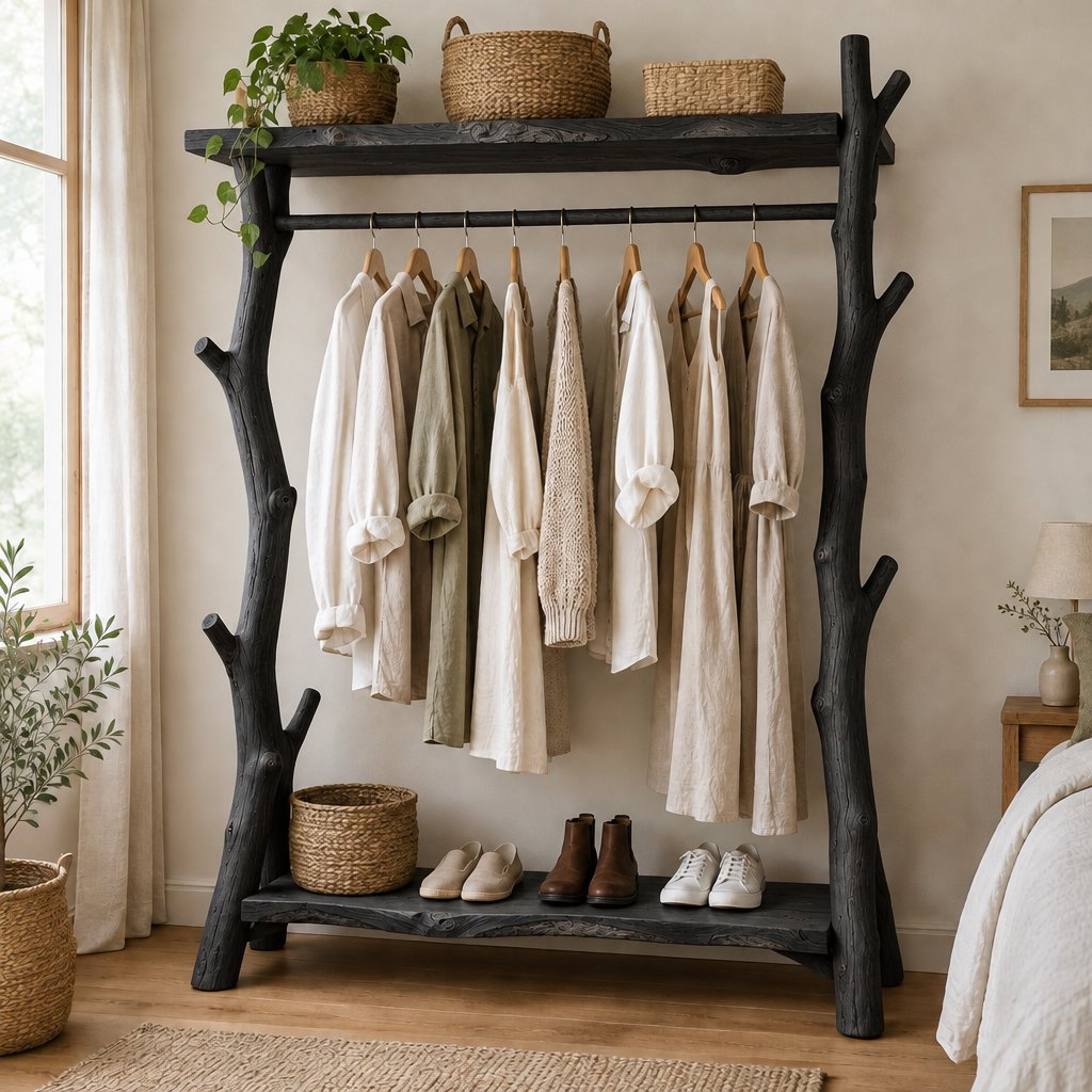 Natural Branch Open Wardrobe and Clothing Rack