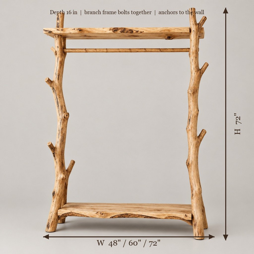 Natural Branch Open Wardrobe and Clothing Rack