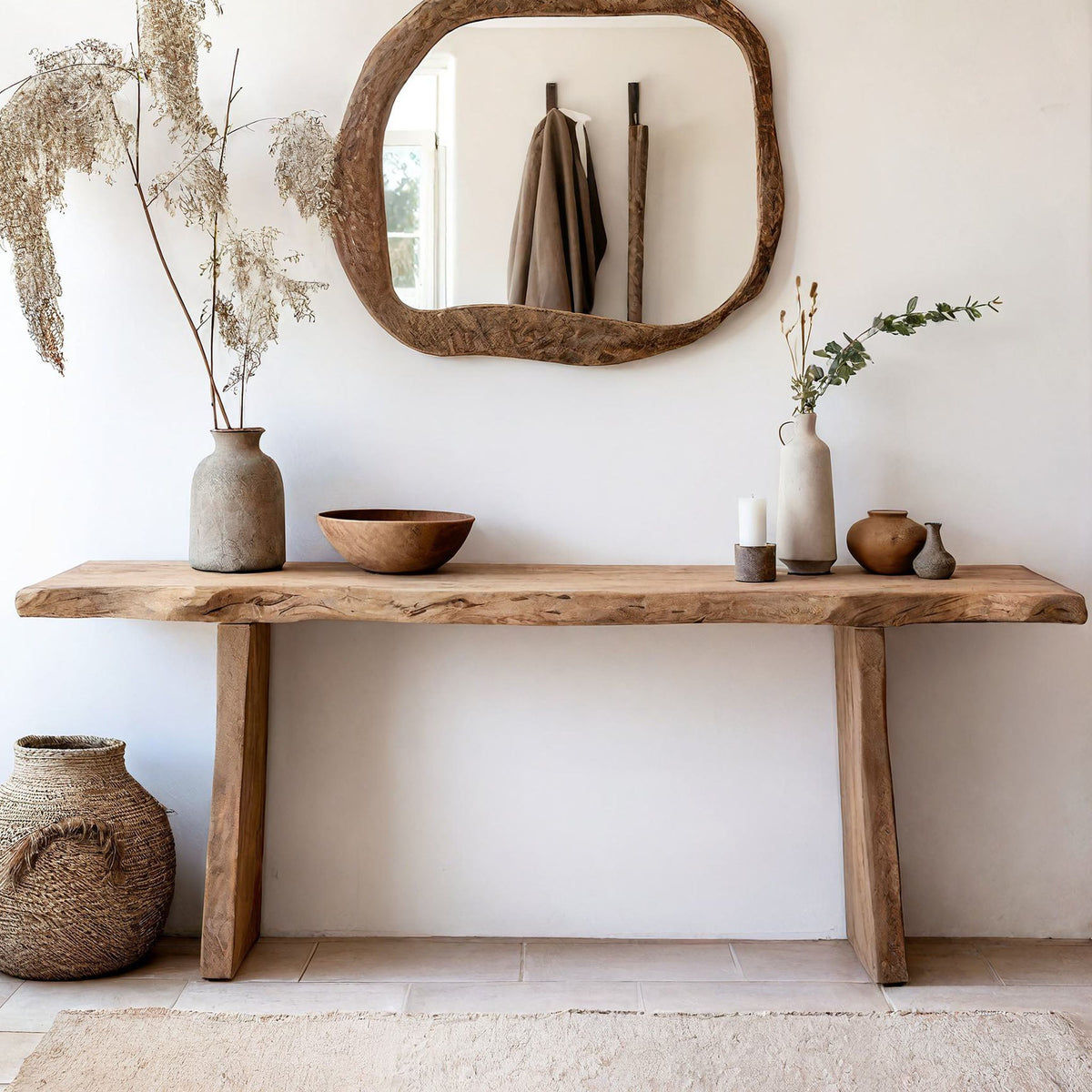 Solid Wood Entryway Console Table with Clean Lines