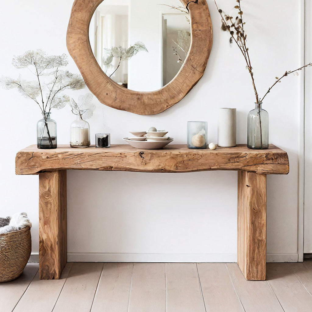 Reclaimed Wood Entryway Console Table with Clean Contemporary Lines